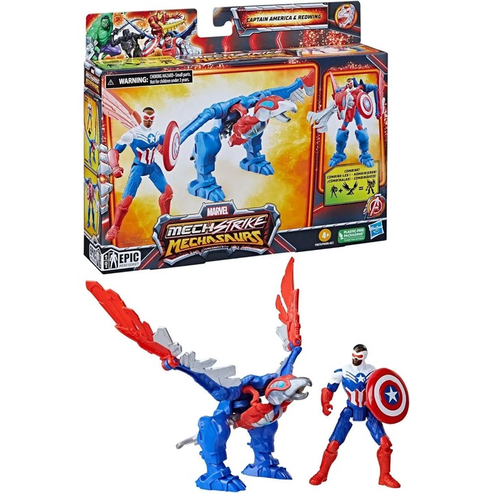 Фигуркa, Hasbro Mech Strike Mechasaurus Capitan America 2Pak
