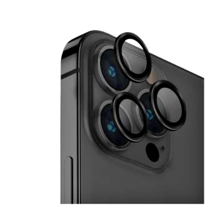 Комплект защитно фолио за камера, Съвместим с Apple iPhone 14 Pro Max, черен, Atlas