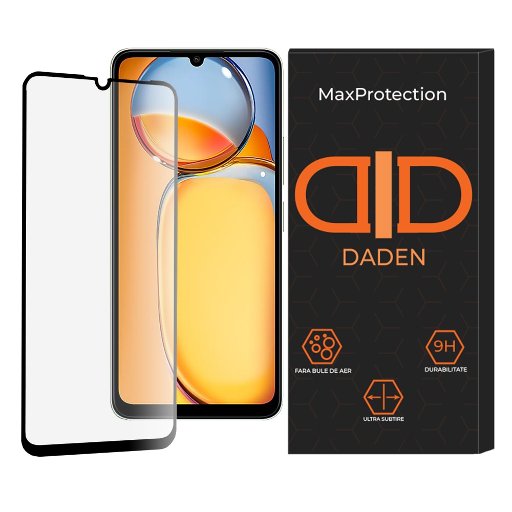 Folie Sticla pentru Xiaomi Redmi 13C 4G / 13C 5G / Poco M6 / C65 Daden MaxProtection, Full Cover, Protectie Profesionala, Ultra Rezistenta, Calitate Premium