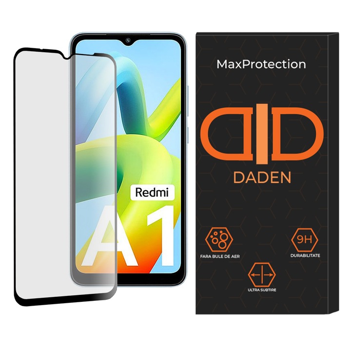 Üvegfólia Xiaomi Redmi A1 / A1+ / A2 / A2+ Daden MaxProtection készülékhez, teljes burkolat, professzionális védelem, ultra ellenálló, prémium minőség