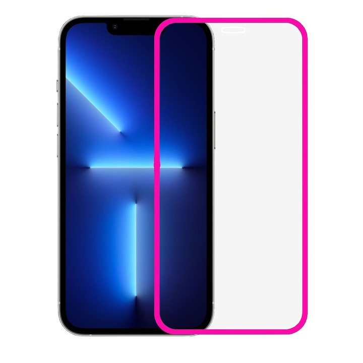 Стъклен протектор от закалено стъкло за Apple iPhone 15, Flippy, Luminous, Silicon Neon Phosphorescent Edge, Matte, Anti-Fingerprint, Full Protection, 9H, Pink