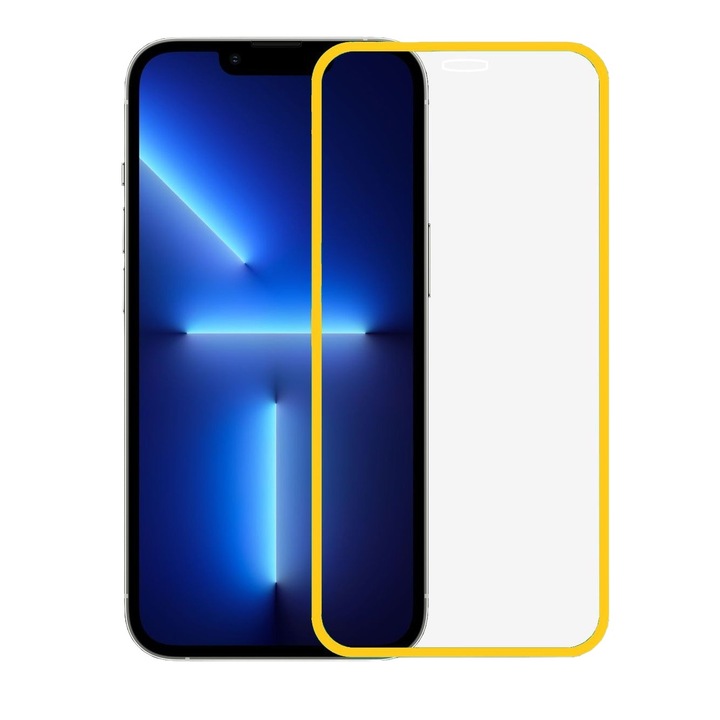 Стъклен протектор от закалено стъкло за Apple iPhone 15, Flippy, Luminous, Silicon Neon Phosphorescent Edge, Matte, Anti-Fingerprint, Full Protection, 9H, Orange
