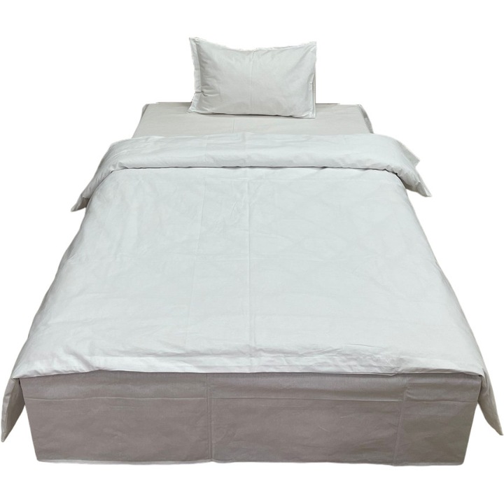 Единичен комплект спално бельо от три части бял цвят за матрак 90см от колекция Snow White Liz Line от 100% памук LS248