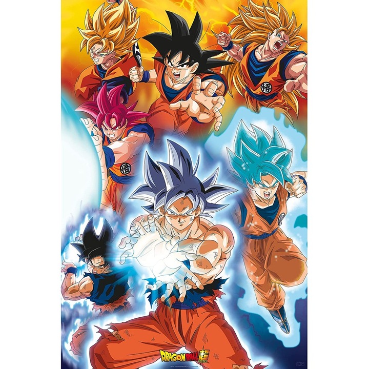 Poszter Dragon Ball Super, Goku átalakulásai, 91, 5 x 61 cm