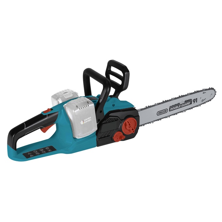 Fierastrau electric cu lant pe acumulator KS CS40V-14, tensiune nominala 40 (20+20) V, viteza de lucru 8000 rot/min, lungimea lantului 14” (35 cm), viteza lantului 15 m/s, reglarea tensiunii lantului fara unelte