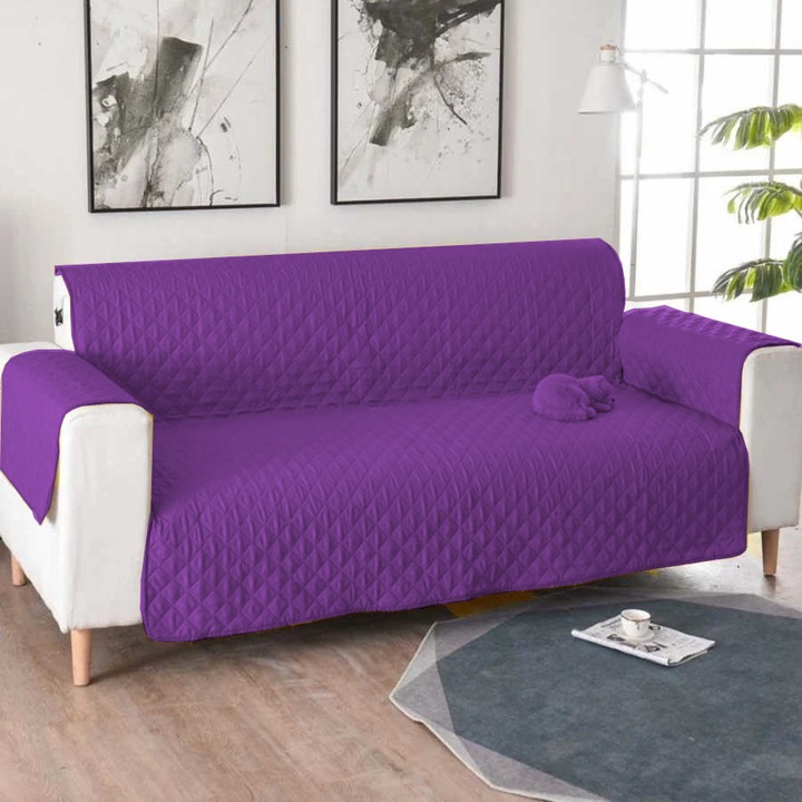 Капитонирана калъфка за 3-местен диван 190 х 177 см, ромбовидна шарка, две страни, Purple Purple
