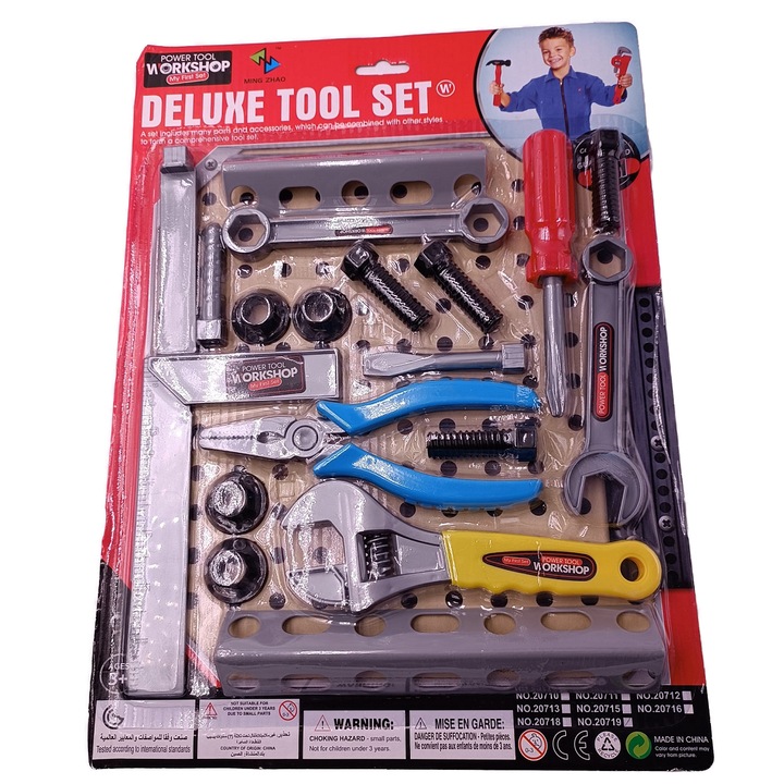 Trusa Constructor cu 19 Piese Pentru Copii, Diferite Accesorii, Plastic, 38 X 28 Cm, Multicolor, Dalimag