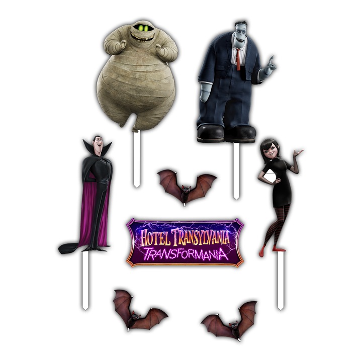 Set 8 figurine tort, Hotel Transylvania, Bloom Atelier, Placaj MDF