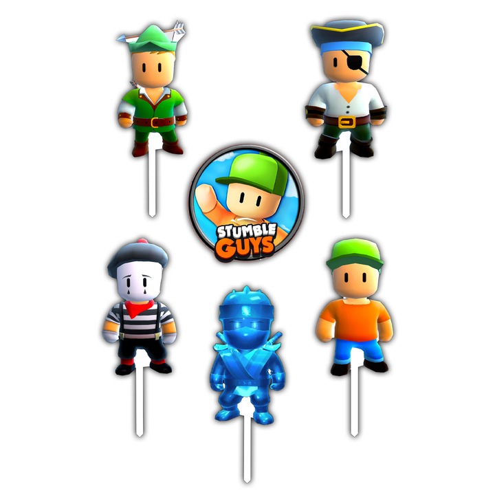 Set 6 figurine tort, Stumble Guys, Bloom Atelier, Placaj MDF