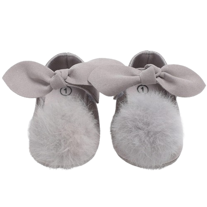 Balerini bebelus cu pampon, Drool, gri, 3-6 luni, 18 EU, 11 cm