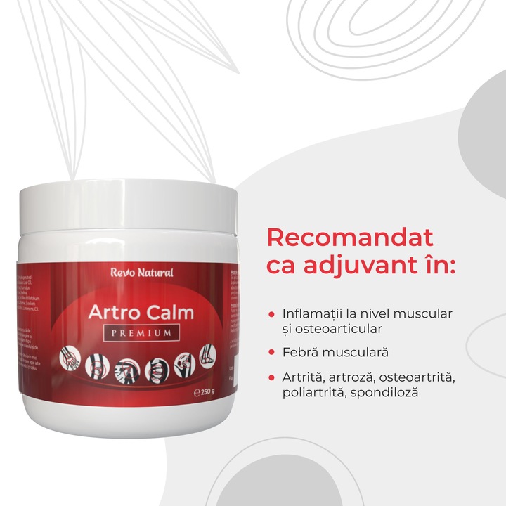 Crema pentru dureri de oase, articulatii si reumatism, Artro Calm Premium, 250 g, Revo Natural