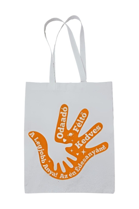 A legjobb anya odaadó féltő kedves vászontáska, fehér, 42 x 38 cm