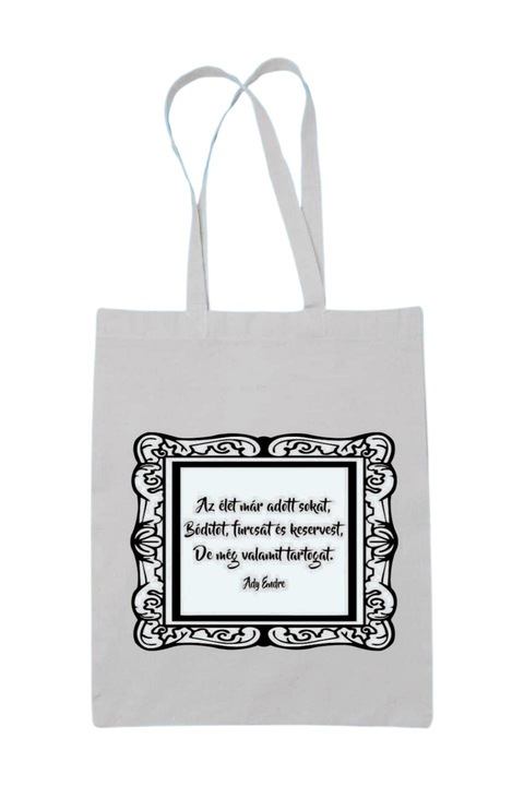 Az élet már... Ady Endre vászontáska, fehér, 42 x 38 cm