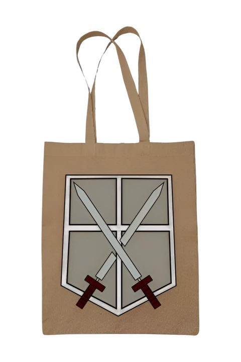 Geanta de panza cu logo Attack on titan sword, naturala, 42 x 38 cm
