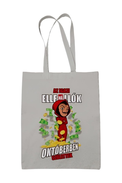 Az igazi ellenállók októberben születtek vászontáska, fehér, 42 x 38 cm