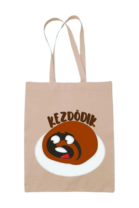 Bejgli kezdődik vászontáska, natúr, 42 x 38 cm