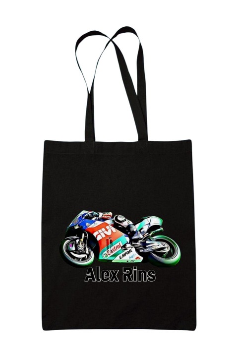 Alex Rins motorversenyző vászontáska, fekete, 42 x 38 cm