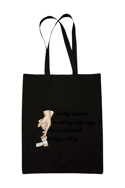 A világ számára vászontáska, fekete, 42 x 38 cm