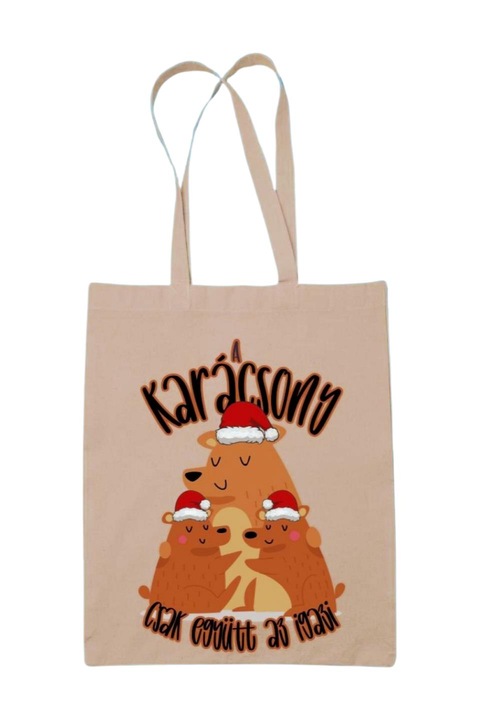 A Karácsony csak együtt az igazi vászontáska, natúr, 42 x 38 cm