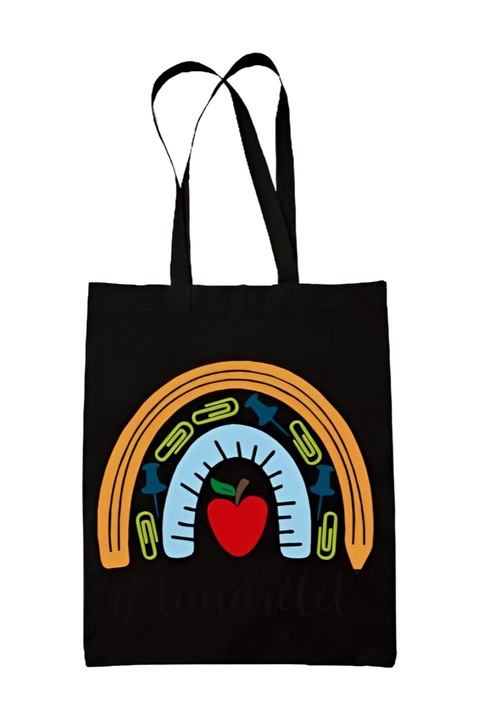 Hasstag tanárélet vászontáska, fekete, 42 x 38 cm