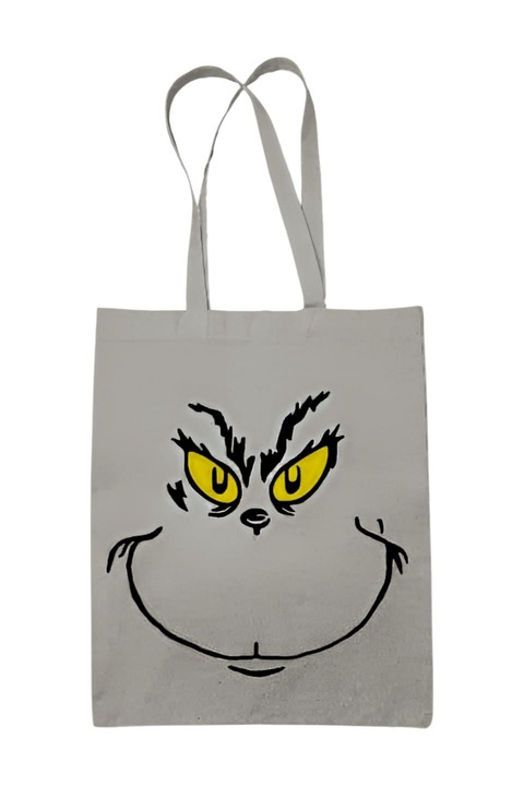 Grinch arc vászontáska, fehér, 42 x 38 cm