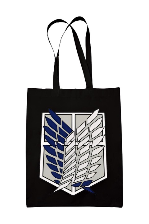 Attack on titan szárnyas logó vászontáska, fekete, 42 x 38 cm