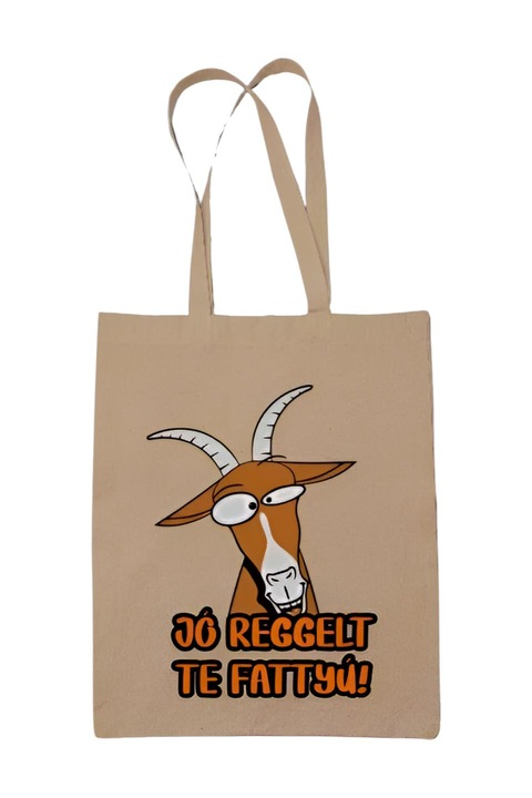 Jó reggelt te fattyú kecske vászontáska, natúr, 42 x 38 cm