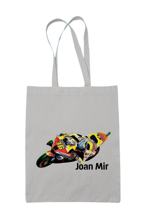 Joan Mir motorversenyző vászontáska, fehér, 42 x 38 cm