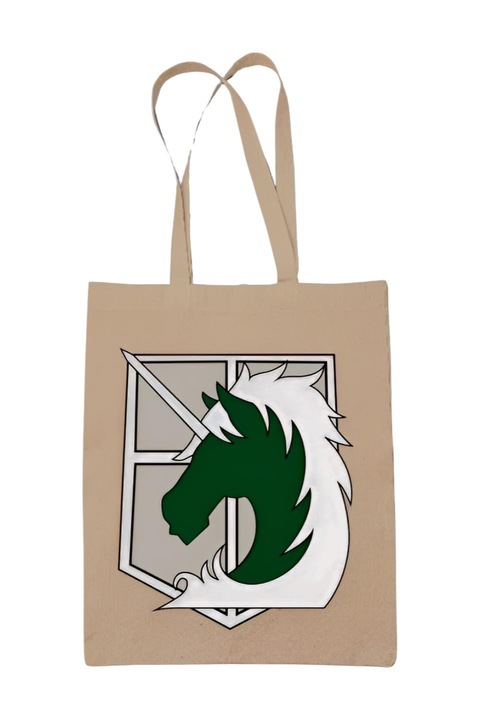 Geanta de panza cu logo Attack on titan horse, naturala, 42 x 38 cm