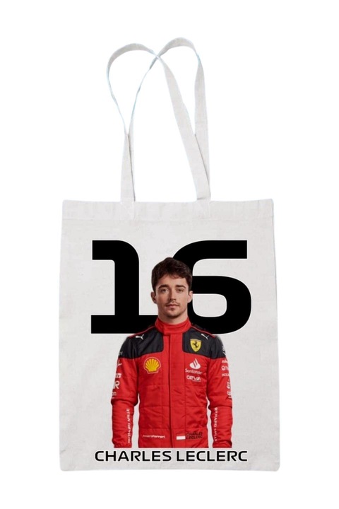 Charles Leclerc Formula 1 2024 vászontáska, fehér, 42 x 38 cm