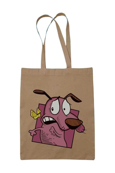 Bátor a gyáva kutya pillangós vászontáska, natúr, 42 x 38 cm