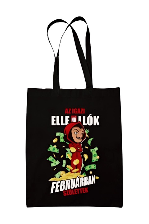 Az igazi ellenállók februárban születtek vászontáska, fekete, 42 x 38 cm