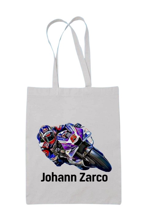 Johann Zarco motorversenyző vászontáska, fehér, 42 x 38 cm