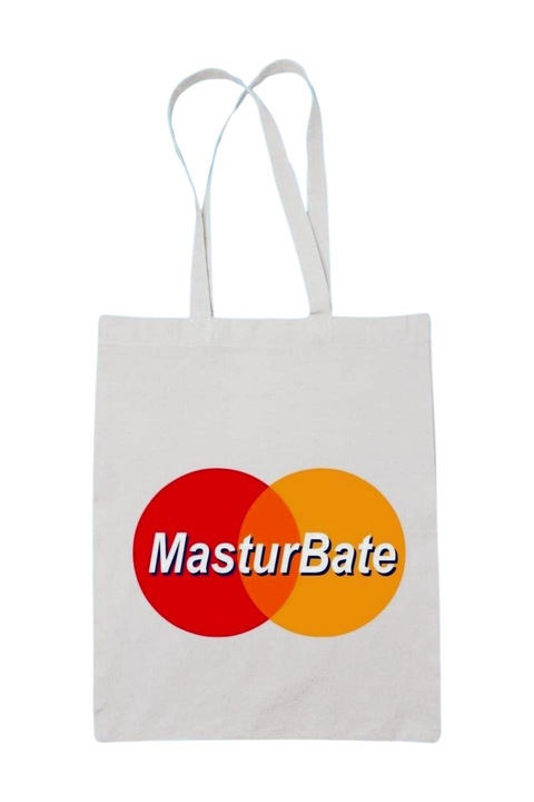 MasturBate vászontáska, fehér, 42 x 38 cm