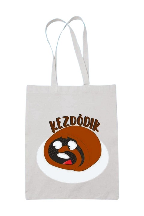 Bejgli kezdődik vászontáska, fehér, 42 x 38 cm