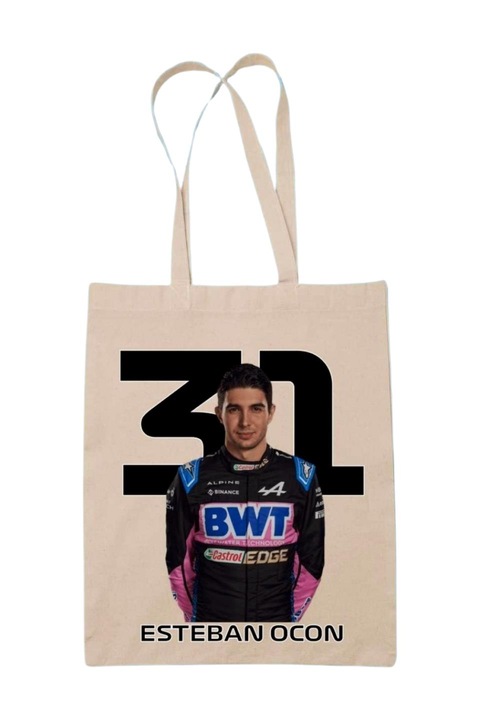 Esteban Ocon Formula 1 2024 vászontáska, natúr, 42 x 38 cm