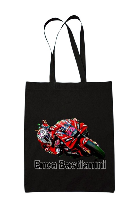 Enea Bastianini motorversenyző vászontáska, fekete, 42 x 38 cm