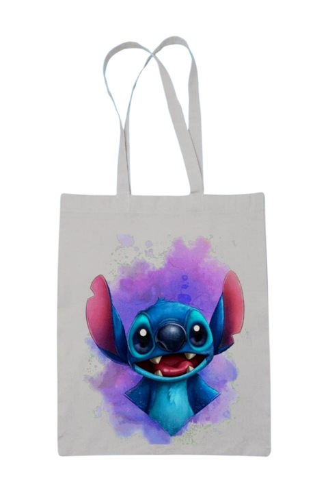 Stitch purple splash vászontáska, fehér, 42 x 38 cm