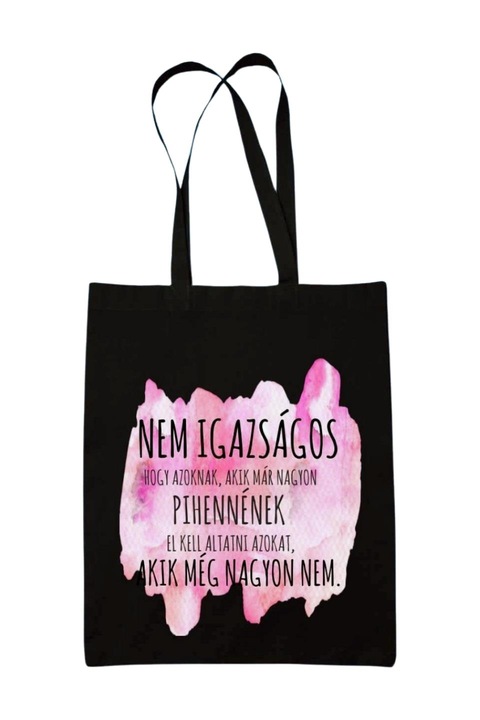 Nem igazságos vászontáska, fekete, 42 x 38 cm