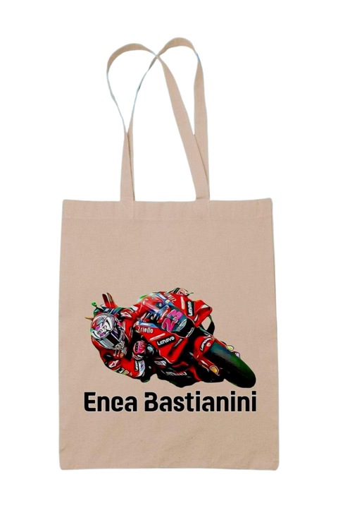 Enea Bastianini motorversenyző vászontáska, natúr, 42 x 38 cm
