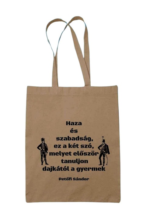 Haza és szabadság Petőfi Sándor vászontáska, natúr, 42 x 38 cm