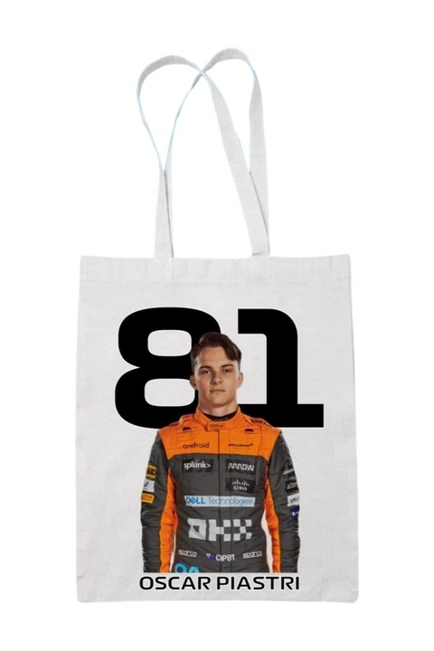 Oscar Piastri Formula 1 2024 vászontáska, fehér, 42 x 38 cm