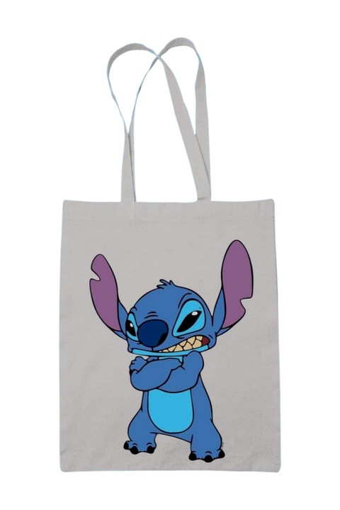 Stitch mérges vászontáska, fehér, 42 x 38 cm
