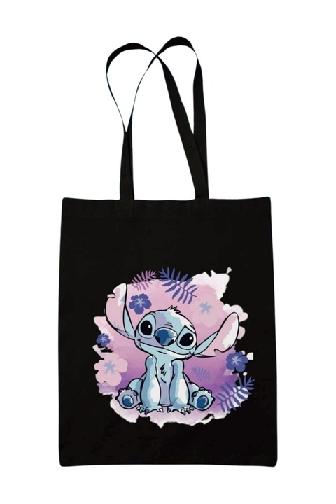 Stitch hawaiian pastel vászontáska, fekete, 42 x 38 cm