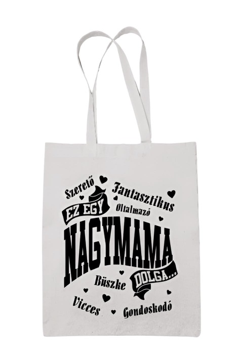 Ez egy nagymama dolga szerető fantasztikus oltalmazó büszke vicces gondoskodó vászontáska, fehér, 42 x 38 cm