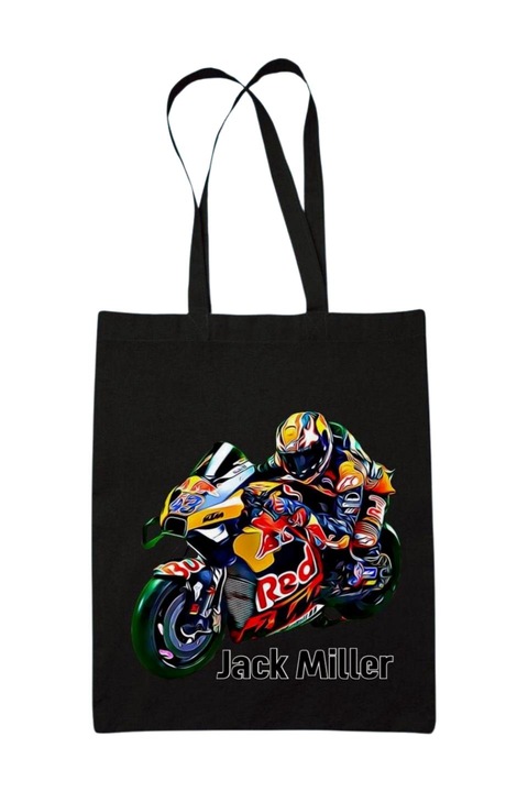 Jack Miller motorversenyző vászontáska, fekete, 42 x 38 cm