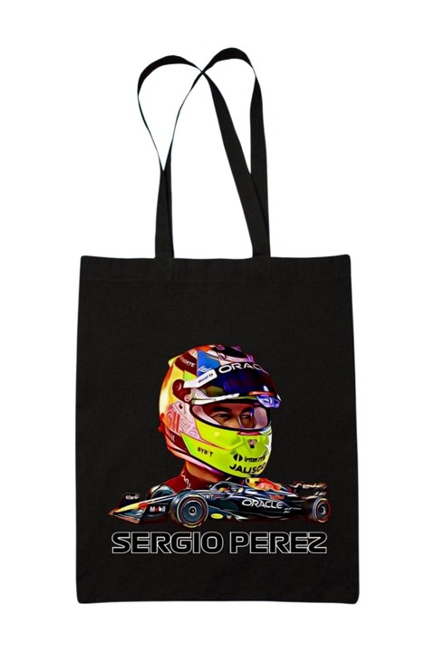 Sergio Perez formula 1 vászontáska, fekete, 42 x 38 cm