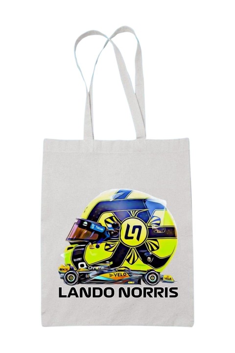 Lando Norris formula 1 vászontáska, fehér, 42 x 38 cm