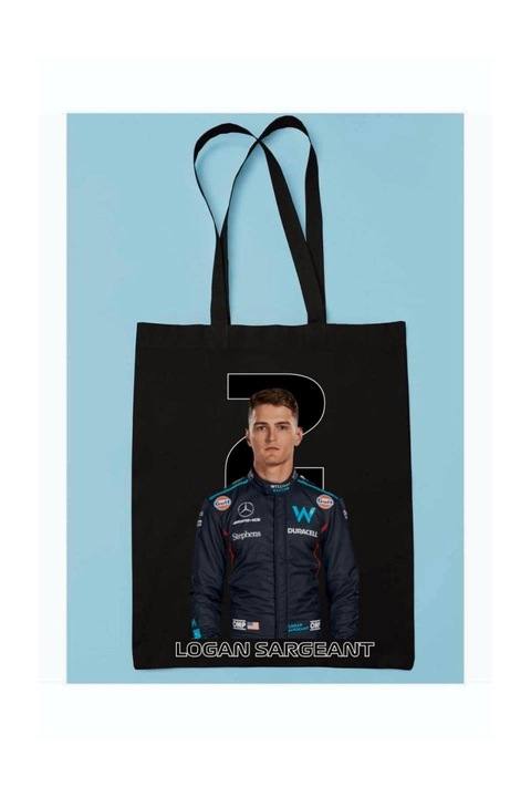 Logan Sargeant Formula 1 2024 vászontáska, fekete, 42 x 38 cm