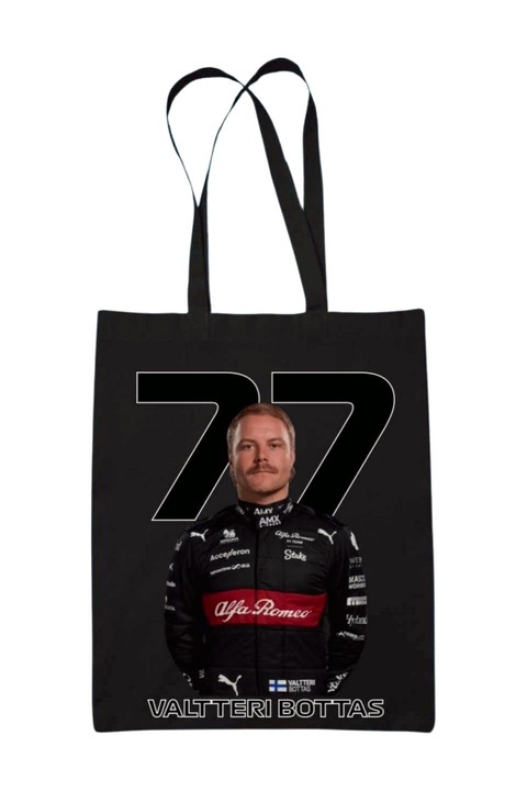 Valtteri Bottas Formula 1 2024 vászontáska, fekete, 42 x 38 cm